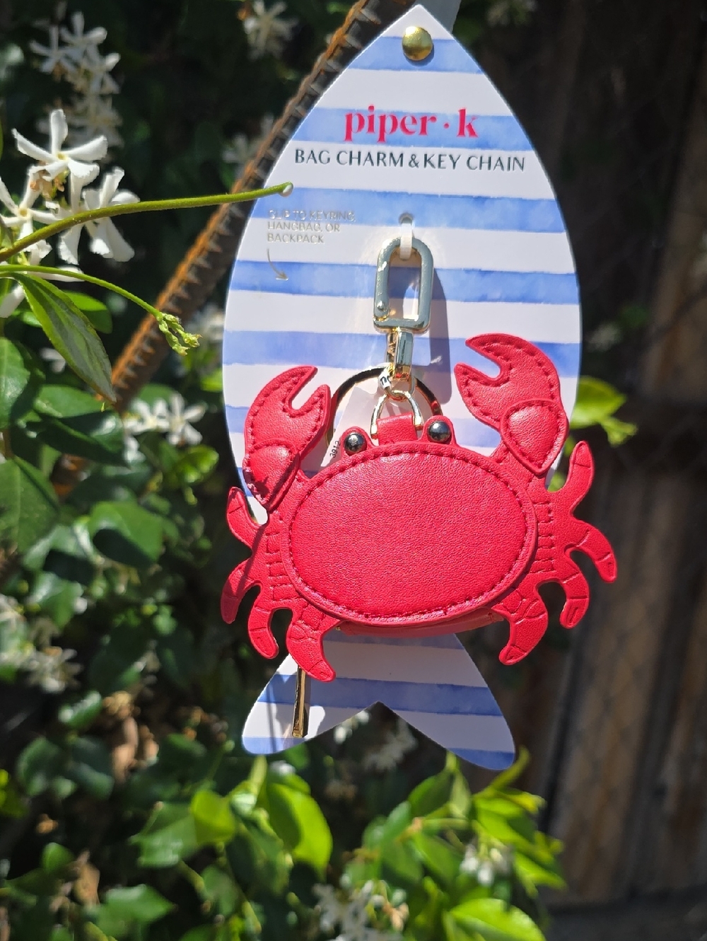 Piper K Red Crab Bag Charm & Key Chain - Gold Hardware